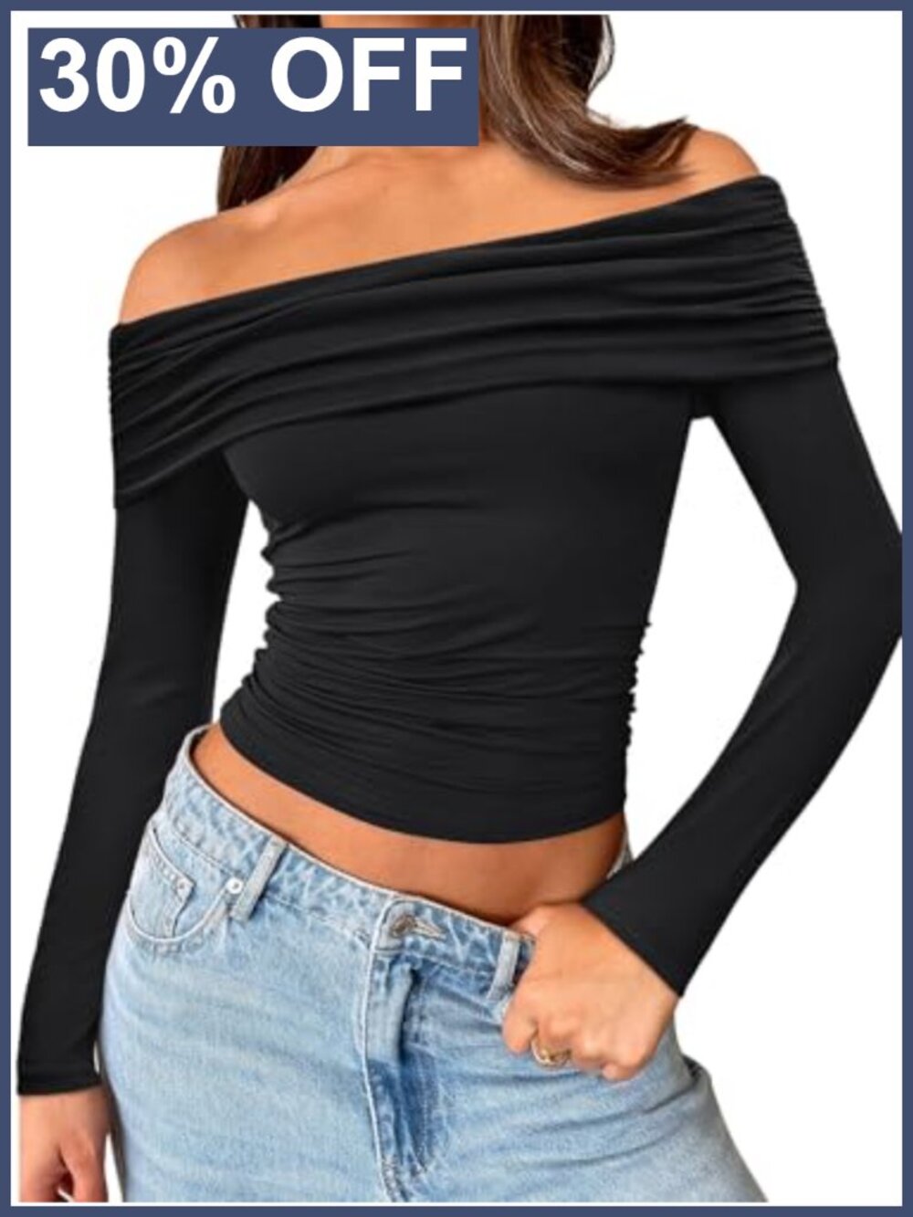 Women Off Shoulder Long Sleeve Top Y2K Going Out Crop Shirt